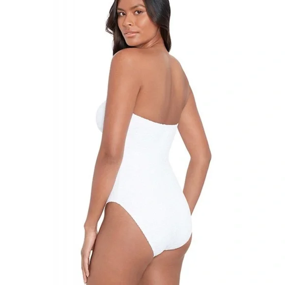 🌻NEW w/tag Lauren Ralph Lauren White Crochet Ring Bandeau 1-Piece Swimsuit sz 6 - Picture 5 of 11